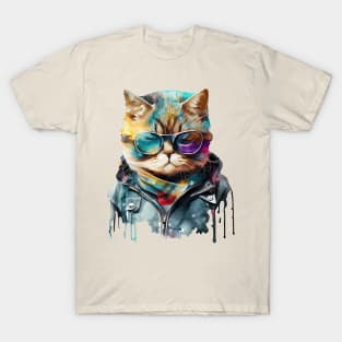 Cool Cat Watercolor T-Shirt